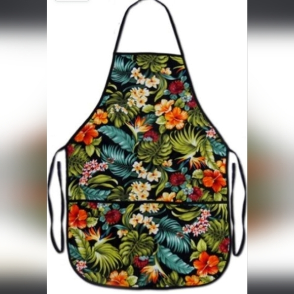 Island Style Vibrant Hawaiian Floral Apron - Picture 1 of 7